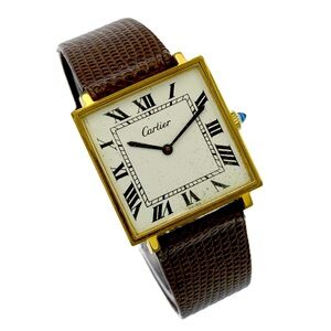 Cartier Tank Square - 18k GP Wristwatch - Rare and Vintage